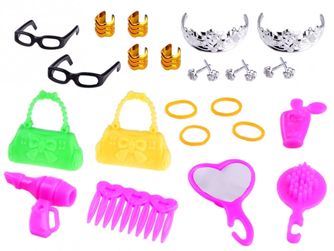 Set van jurken, schoenen en accessoires voor poppen