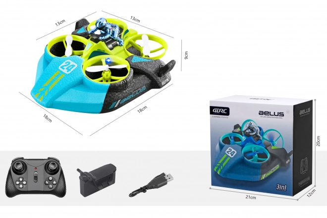 Drone Aelus 3v1 RC op afstandsbediening 18x18x9 cm