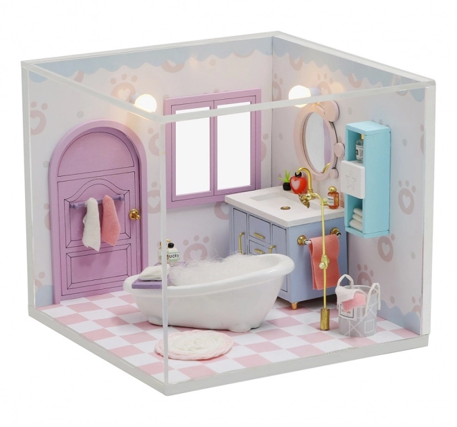 Negentien miniatuurhuisjes gezellige badkamer/Kattenhuis Miauw
