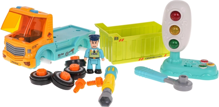 Demontabele kiepwagen met schroevendraaiers