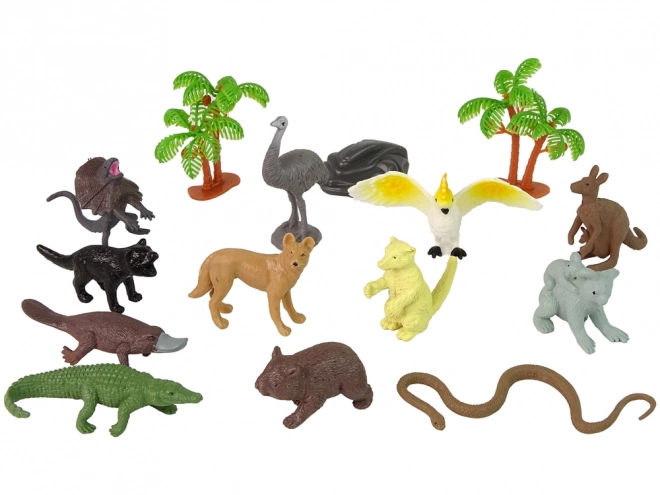 Set Australische Dieren Beeldjes 12st. Accessoires in buis