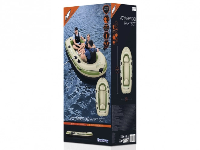 Opblaasboot voor 3 personen met riemen Voyager X3