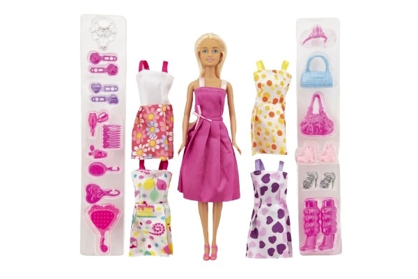 Modelpop plastic 30 cm met kleding en accessoires