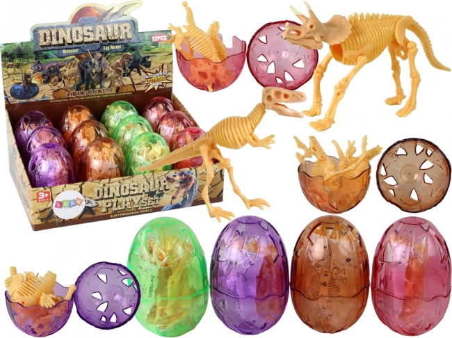 Opensend dinosaurus-ei met skelet – 9 cm, 4 kleuren