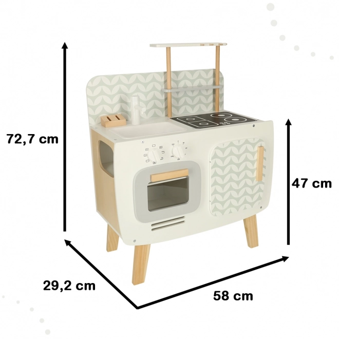 Retro houten kinderkeuken met accessoires