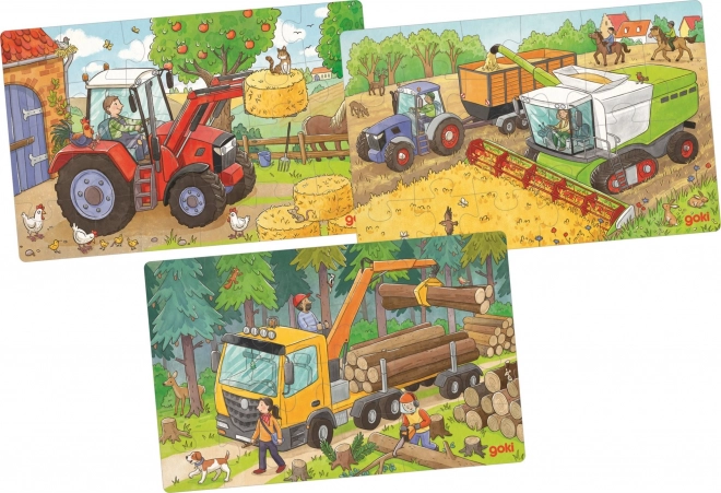 Goki houten puzzel landbouwmachines