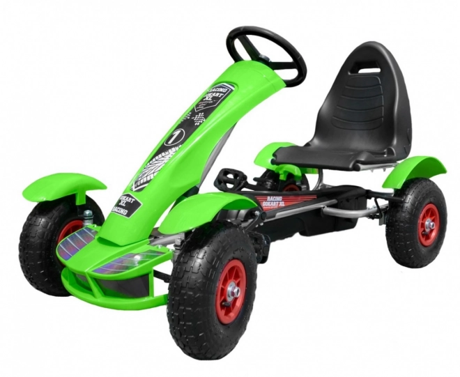 Racemerk go-kart XL voor kinderen 3+ Groen + Opblaasbare banden + Verstelbare stoel + Vrijloop
