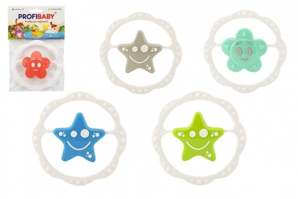 Rammelaar ster plastic 13cm ass. 4 kleuren in zakje 0m+