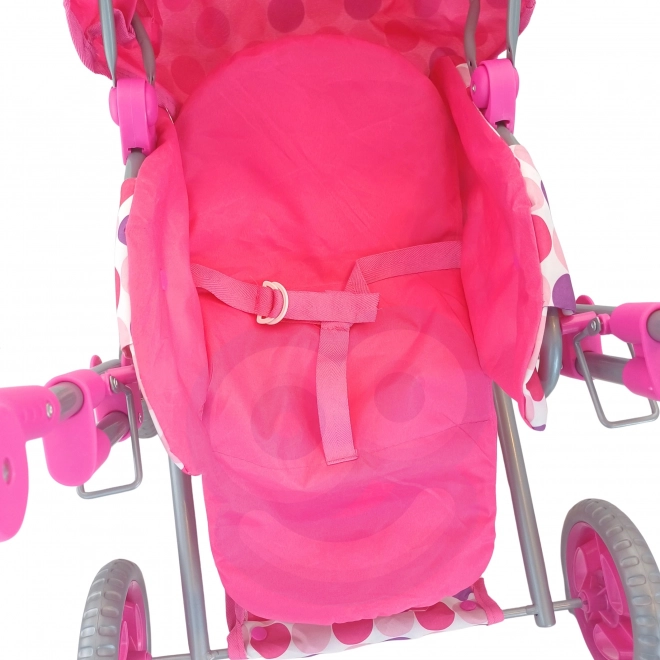kinderwagen voor poppen 3-in-1 roze met stippen