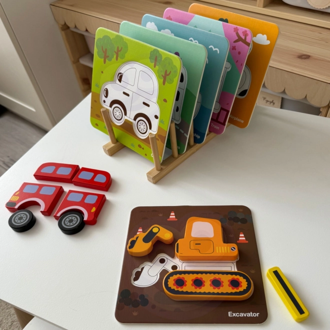 Woopie houten puzzel voertuigen Montessori FSC