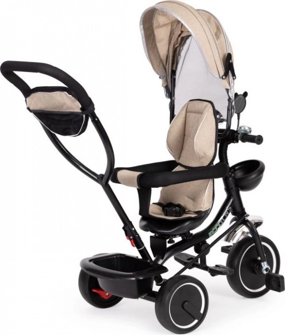 ECOTOYS Driewieler met kap en duwstang beige
