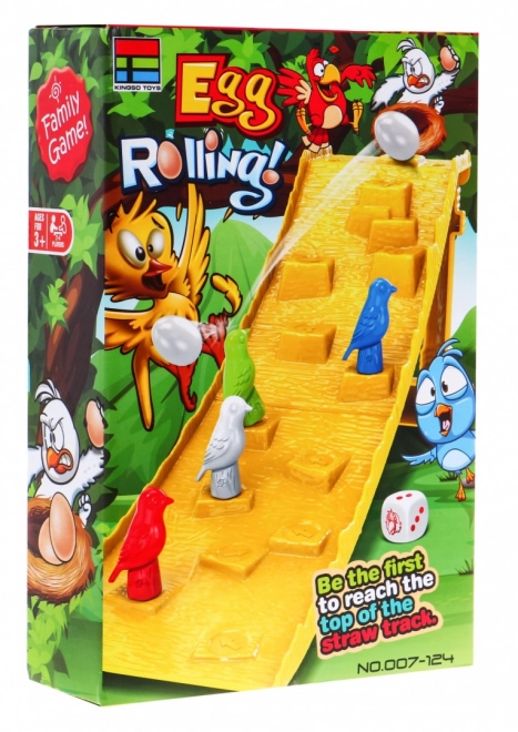Bordspel "Vallend ei" voor kinderen 3+ Vogeltjesrace + 4 pionnen + dobbelstenen + ei-figuur