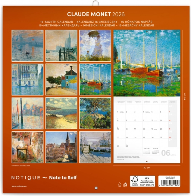 Notitie Kalender Claude Monet 2026, 30 x 30 cm