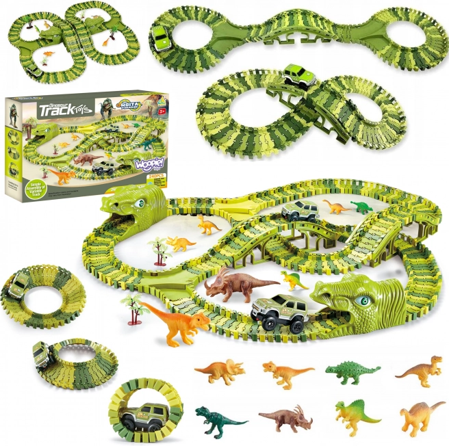 Dinosaurus racebaan met autootje en figuren