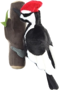 Pluchen specht op tak 33 cm eco friendly