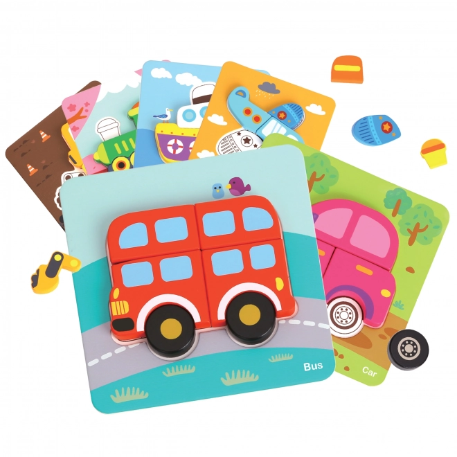 Woopie houten puzzel voertuigen Montessori FSC