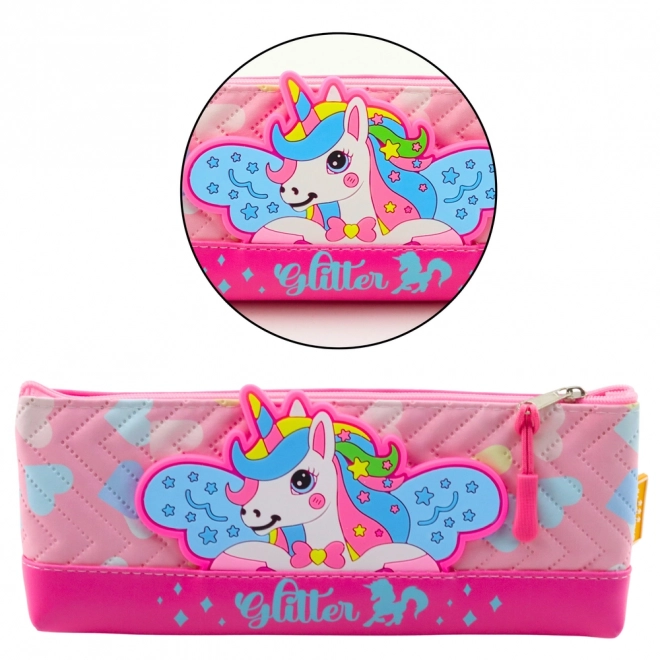 Roze eenhoorn-etui 20 x 8,5 cm