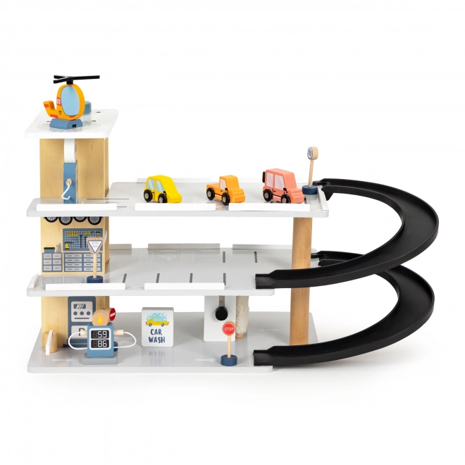 Houten garage met lift en autootjes ECOTOYS