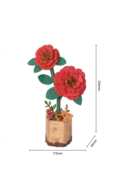 RoboTime Houten 3D puzzel Rode camelia