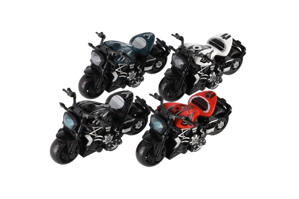 Motorfiets metaal/kunststof 10cm op terugtrekmechanisme mix kleuren