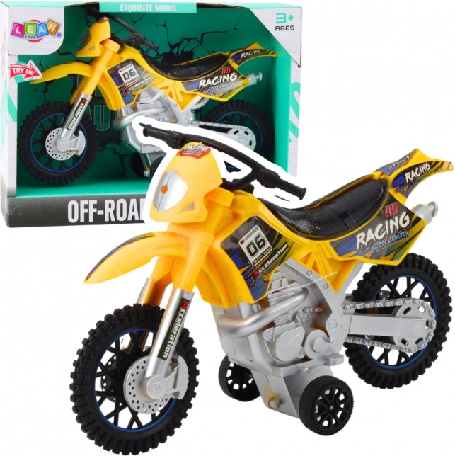 Motorcrossspeelgoed off-road geel met licht en geluid