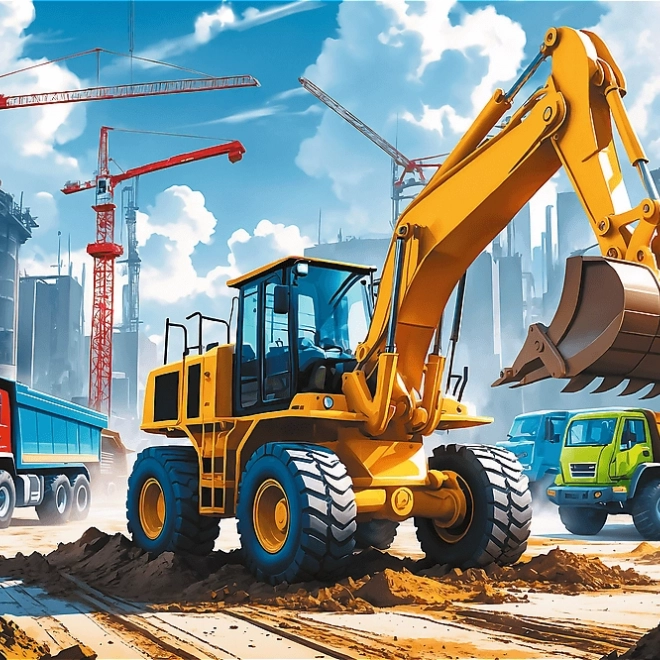 Puzzel Tractor met Graaf-laadmachine 60 stukjes