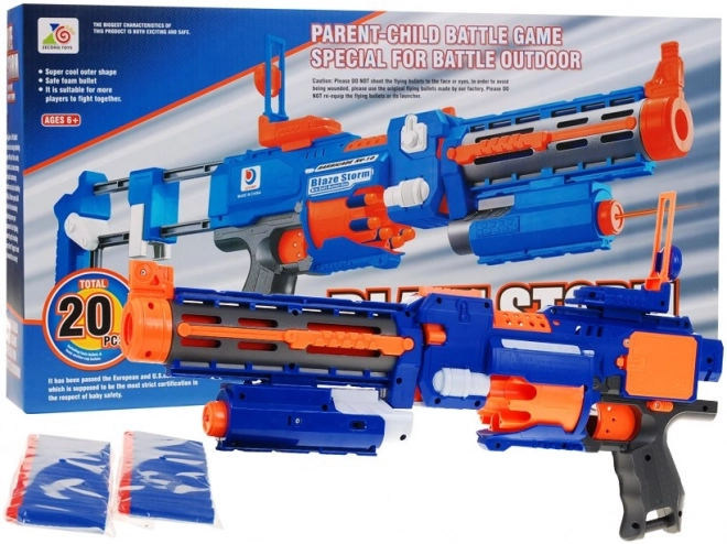 Pistool 2 in 1 voor kinderen 8+ Blaze Storm 20 lange foam kogels + laser vizier + fles