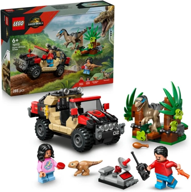 LEGO Jurassic World – ontsnapping voor de raptor in de terreinwagen