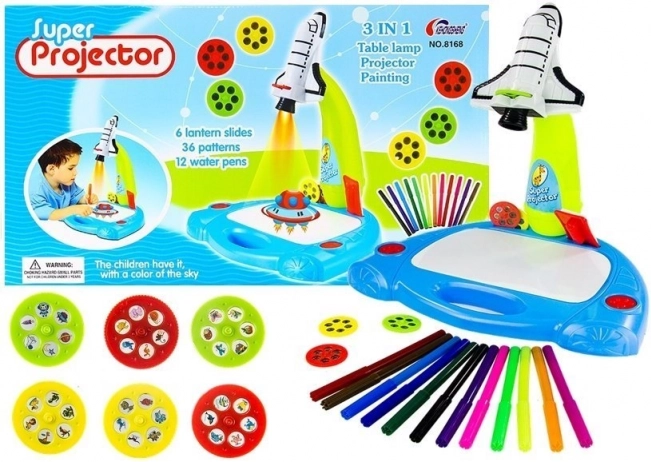 Kinderprojector raket voor tekenen met 36 afbeeldingen