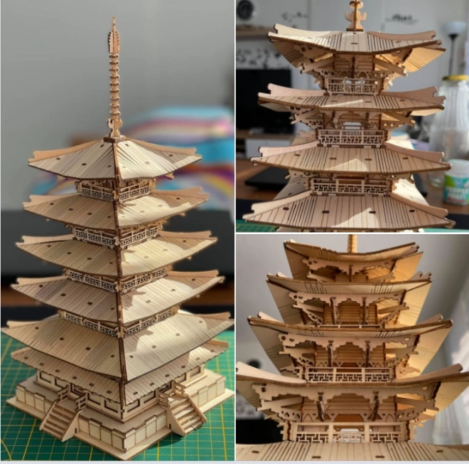 3D houten puzzel vijf verdiepingen pagode