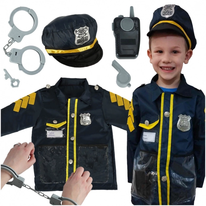 Kinder carnavalskostuum politieagent met accessoireset, handboeien en hoed, voor leeftijd 3-8 jaar