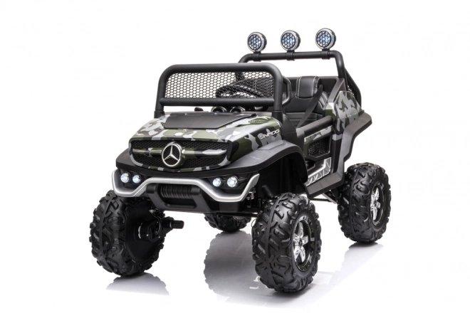 Elektrische kinderauto Unimog S in camouflagekleur
