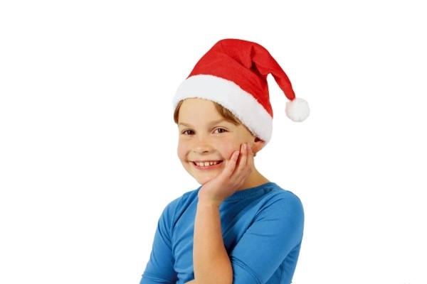 Kerstmuts kinderstof diameter 25 cm op kaart carnaval