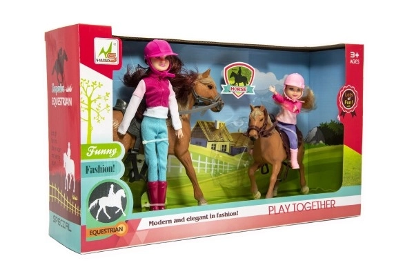 Paard 2st + pop Jockey 2st plastic in doos 44x26x12cm