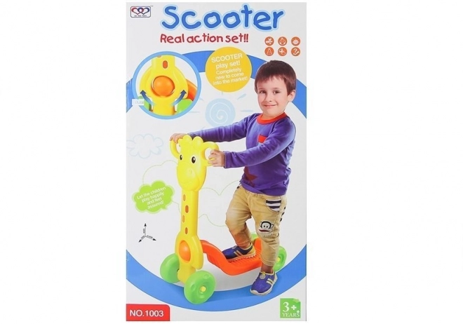 Kinderstep 4 wielen giraffe geel
