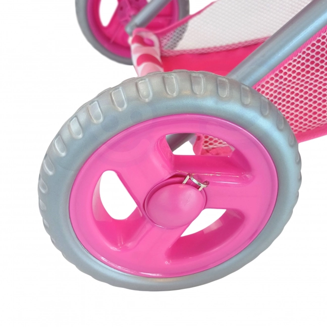 kinderwagen voor poppen 3-in-1 roze met stippen