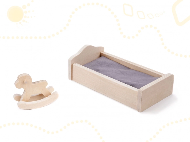 Poppenhuisje met grijs houten meubels