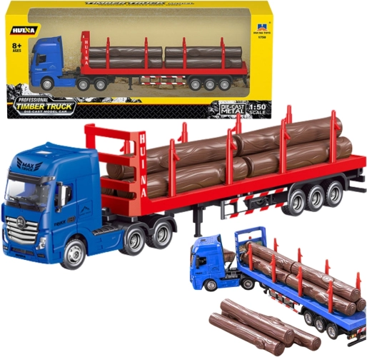 Metalen houtvrachtwagen Huina 1:50 rood