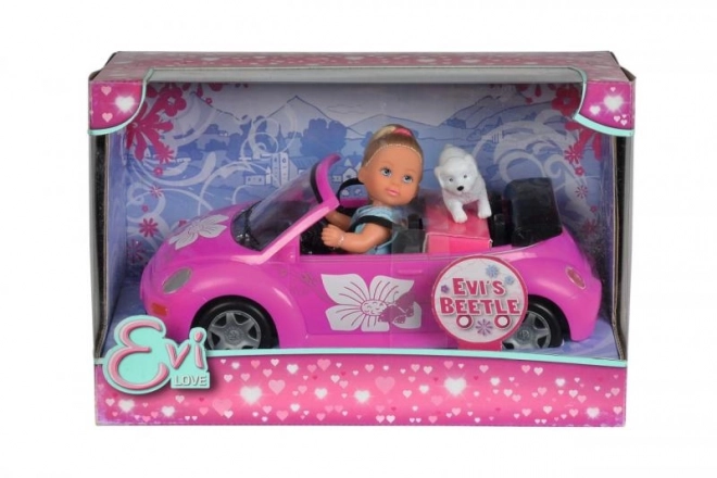 Poppen Evička met auto New Beetle