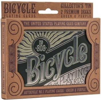 Cadeauset met twee retro speelkaarten in metalen blik BICYCLE