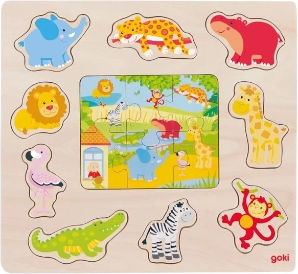 Houten inlegpuzzel en puzzel Dieren uit de Zoo