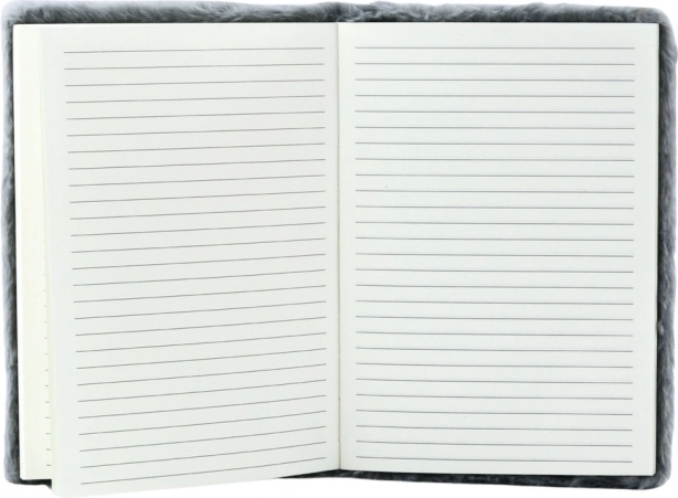 Pluche schrift in lijnen met grijs konijntje A5