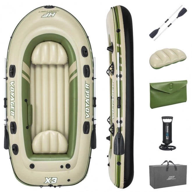 Opblaasboot voor 3 personen met riemen Voyager X3