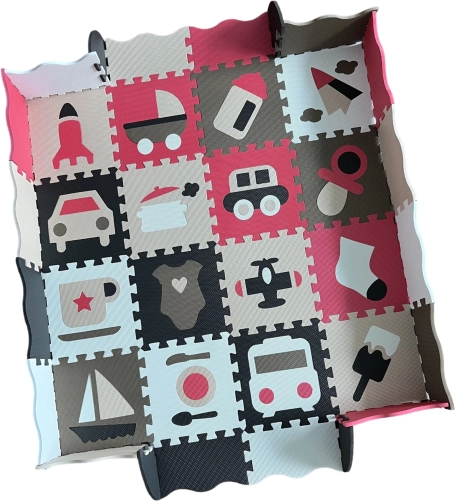 Woopie foam speelmat puzzel met speelhek Voertuigen