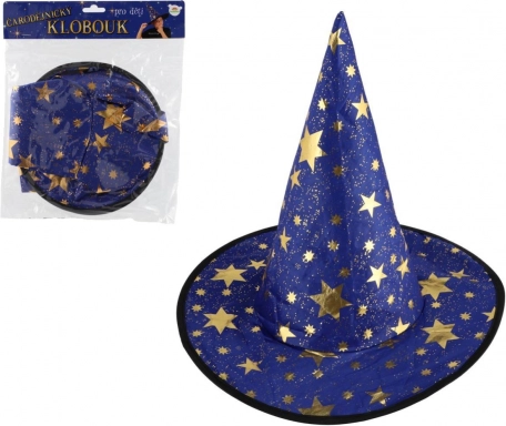 Kinder tovenaarshoed blauw-goud