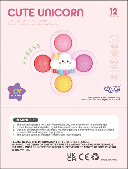 WOOPIE kinderkosmische spinner pop-it sensorisch speelgoed roze, set van 3 stuks