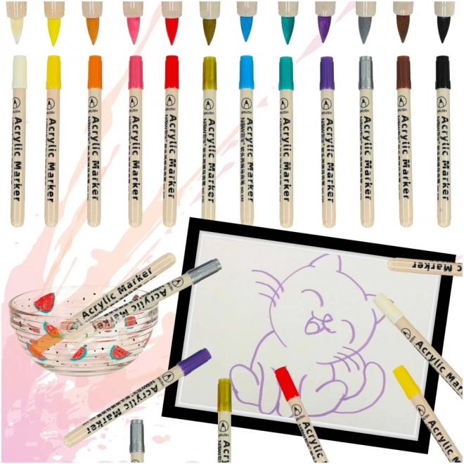 Waterdichte acrylstiften voor textiel en stenen DIY 12 stuks