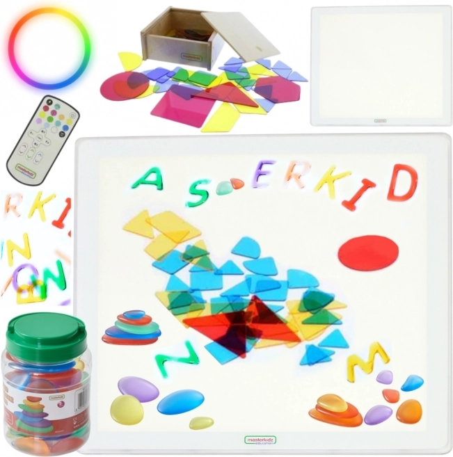 Masterkidz Vierkante LED-lichtpaneel kleurrijk + accessoire set