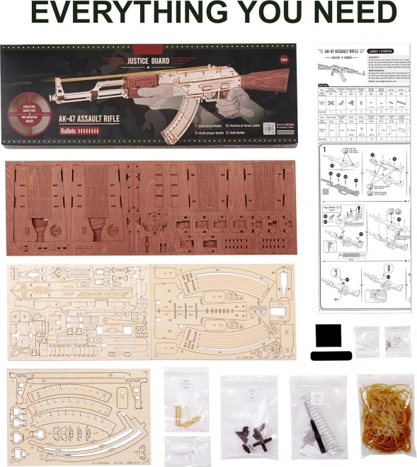 RoboTime 3D Houten Mechanische Puzzel Aanvalsgeweer AK-47