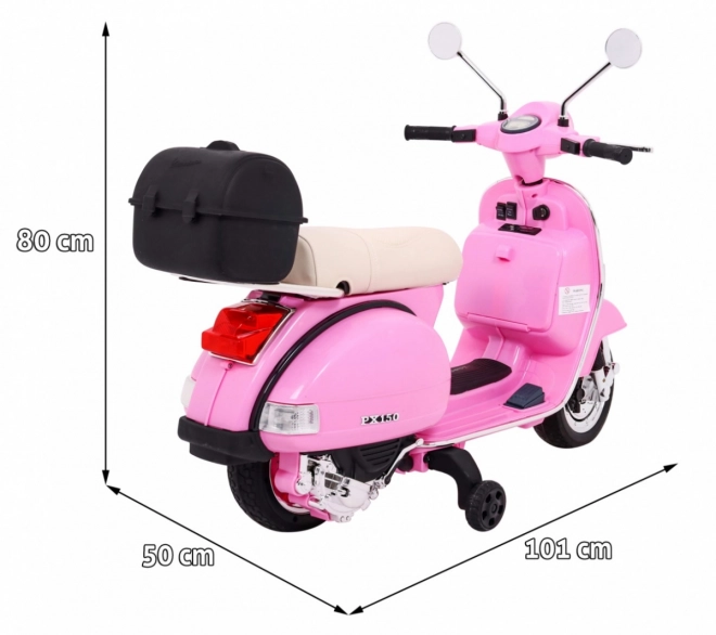 Elektrische kinderscooter Vespa roze met zijwieltjes